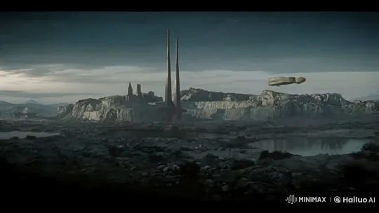 Dystopian Landscape with Exploding Spaceship – AI Generated Video | Hailuo AI