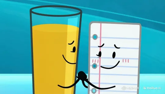 Animated Characters: Paper and Glass of Juice Hold Hands – AI Generated Video | Hailuo AI