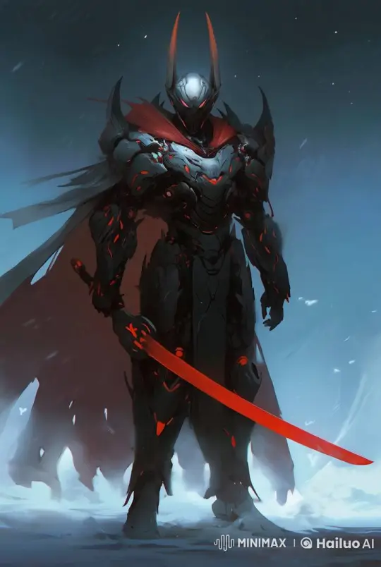 Warrior in Action Pose with Glowing Sword on Snowy Battlefield – AI Generated Video | Hailuo AI