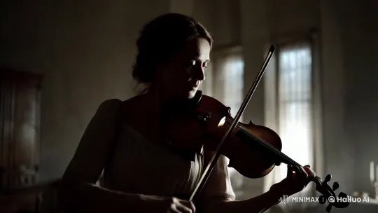 Moonlit Violinist: Night's Serenade in Shadow and Light – AI Generated Video | Hailuo AI