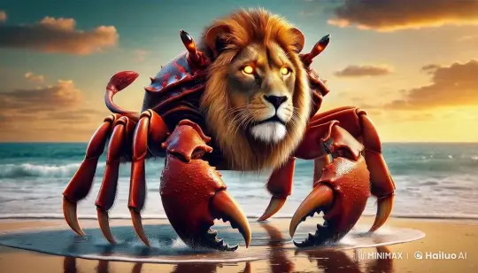 Hybrid Lion-Crab Creature on a Sunset Beach – AI Generated Video | Hailuo AI
