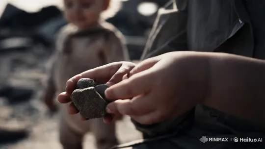 Toddler's Innocence in Desolate Landscape – AI Generated Video | Hailuo AI