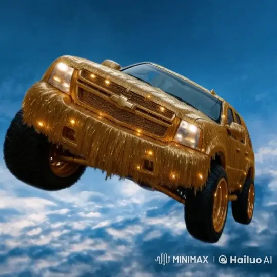 Golden Car Evades Golden UAPs in Live2D Sky Chase – AI Generated Video | Hailuo AI