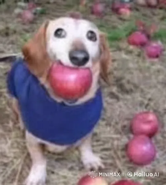 Flying Dog with Apples Ascends to the Moon – AI Generated Video | Hailuo AI