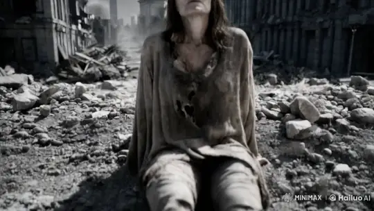 Woman Emerges in Post-War Ruins – AI Generated Video | Hailuo AI
