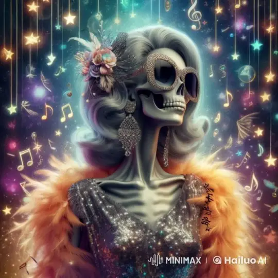 Glamorous Skeleton in Whimsical, Celestial Wonderland – AI Generated Video | Hailuo AI