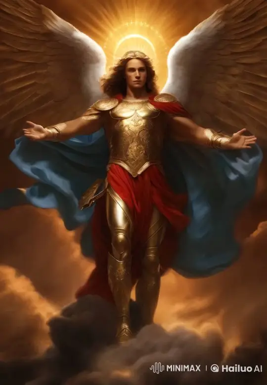 Divine Angel in Radiant Halo Amidst Ethereal Clouds – AI Generated Video | Hailuo AI