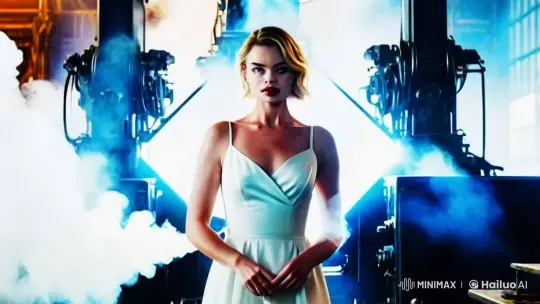 Margot Robbie in Stylish Walk at Midnight Industrial Scene – AI Generated Video | Hailuo AI