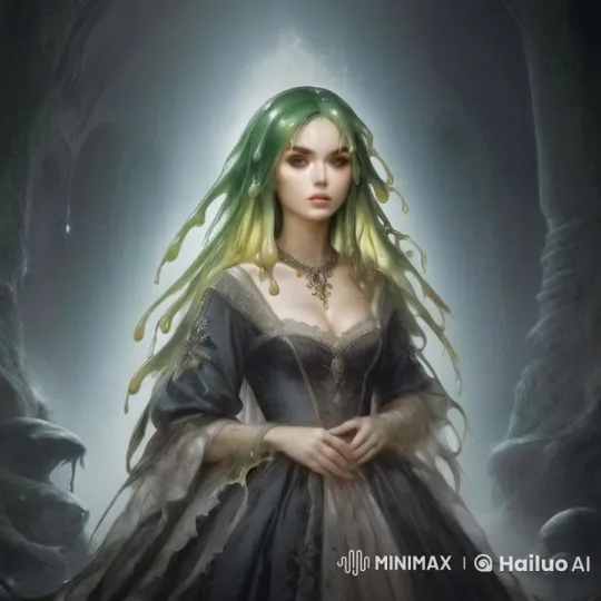 Mystical Woman with Slime Hair in Enchanted Cavern – AI Generated Video | Hailuo AI