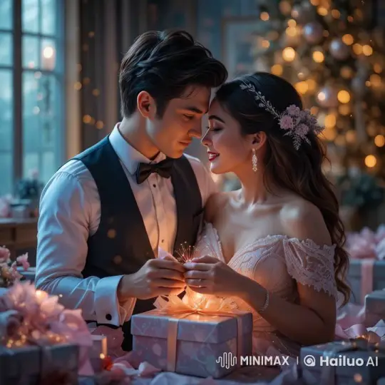 Couple Shares Romantic Christmas Moment in Live2D – AI Generated Video | Hailuo AI
