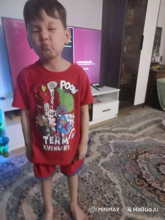 Boy and Dog's Playful Antics in Cozy Living Room – AI Generated Video | Hailuo AI