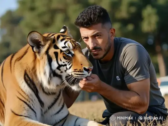 Man and Tiger Bond Intimately in Live2D Animation – AI Generated Video | Hailuo AI