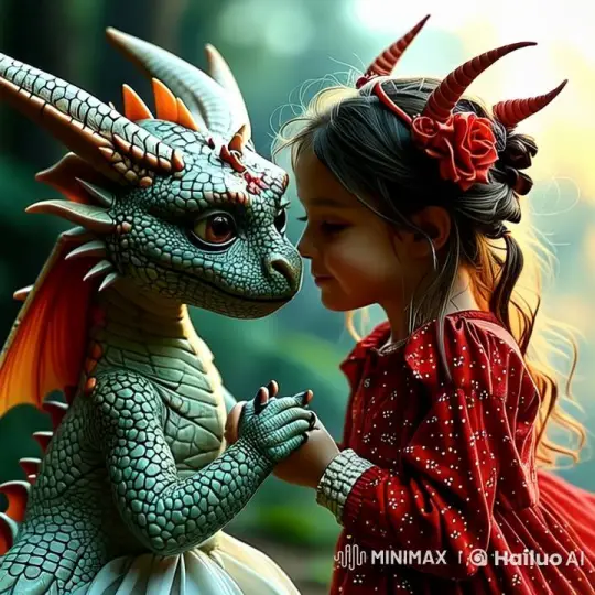 Young Girl and Friendly Dragon in Enchanted Forest – AI Generated Video | Hailuo AI