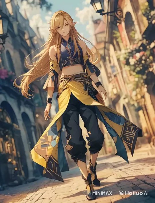 Elegant Adventurer Strolls Through Charming Cobblestone Street – AI Generated Video | Hailuo AI