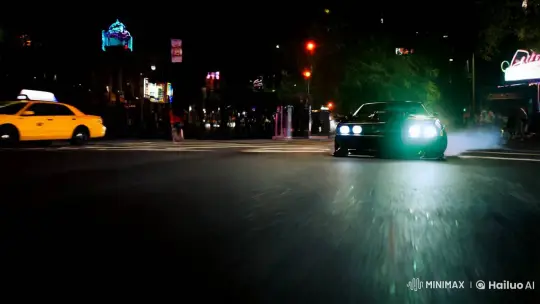 Dynamic Night Drift: A Cinematic Tracking Shot – AI Generated Video | Hailuo AI