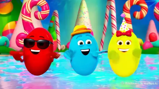 Colorful Candyland: Jelly Beans Dance in Vibrant Set – AI Generated Video | Hailuo AI