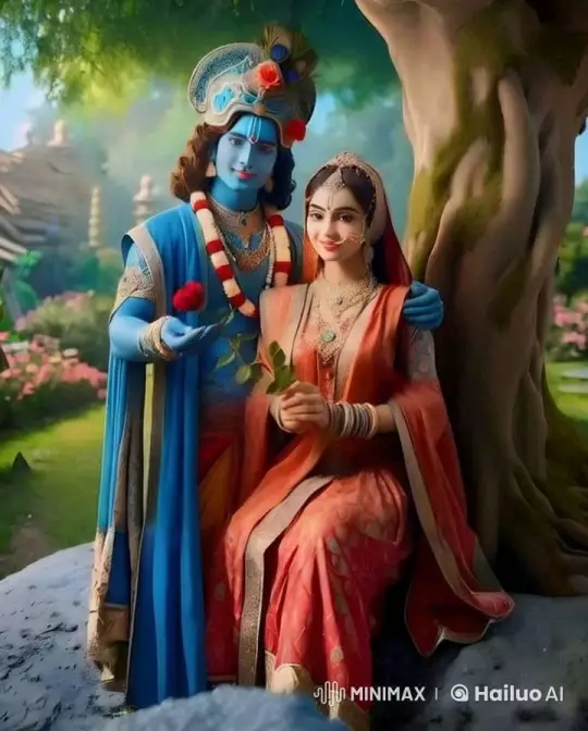 Blue-skinned Figure and Woman Share a Romantic Moment in a Lush Garden – AI Generated Video | Hailuo AI