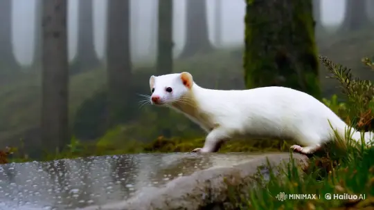 Hyper-Realistic Portrait of a White Weasel – AI Generated Video | Hailuo AI
