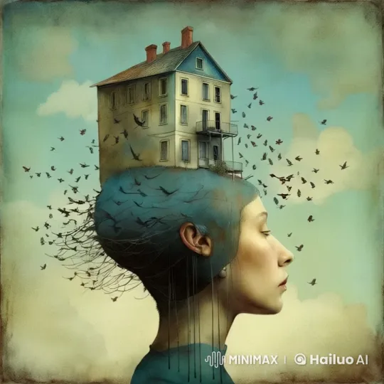 Woman with House-Head: Crows and Clouds Dance – AI Generated Video | Hailuo AI