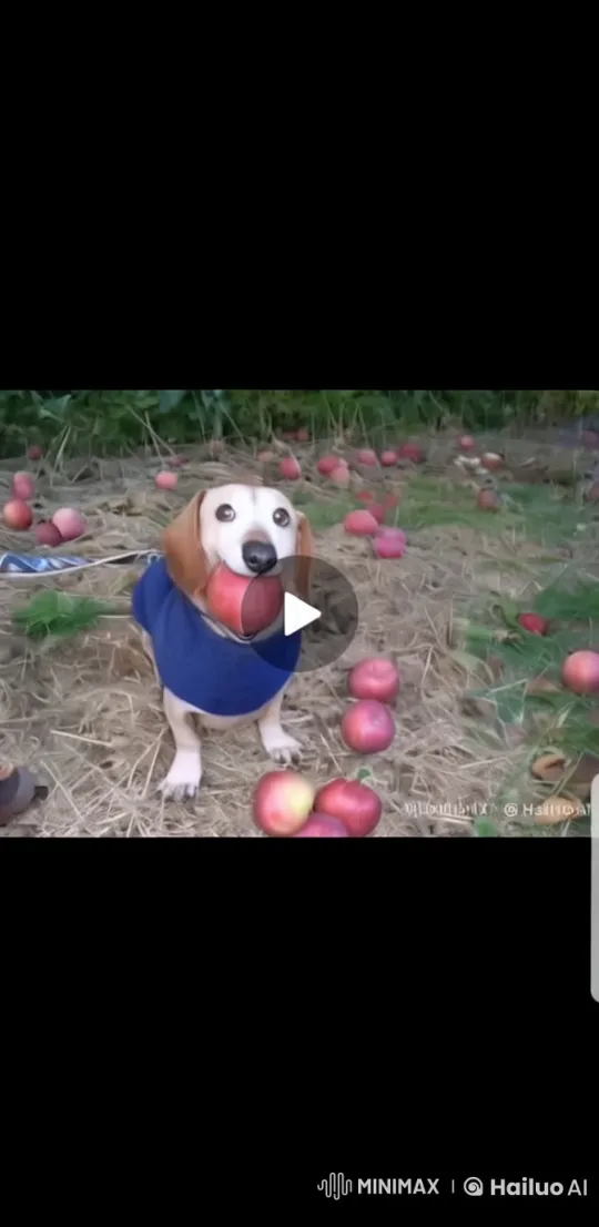 Dog in Orchard Transforms from Calm to Playful Chaos – AI Generated Video | Hailuo AI