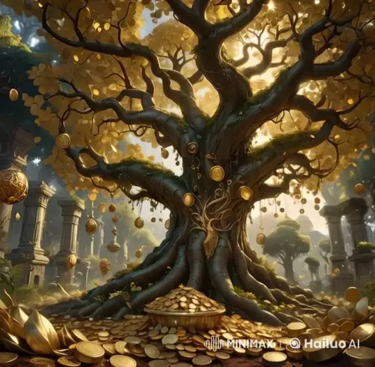 Mystical Forest: Golden Tree with Falling Coins – AI Generated Video | Hailuo AI