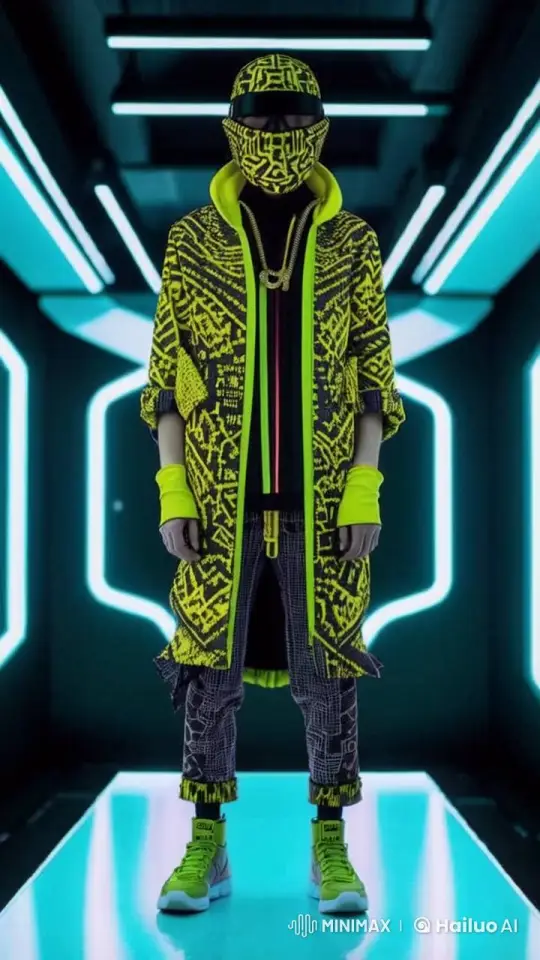 Futuristic Tsar Poses in Sporty Neon Portrait Shoot – AI Generated Video | Hailuo AI