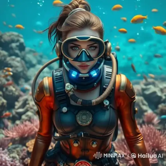 High-Tech Diver in Vibrant Underwater World – AI Generated Video | Hailuo AI