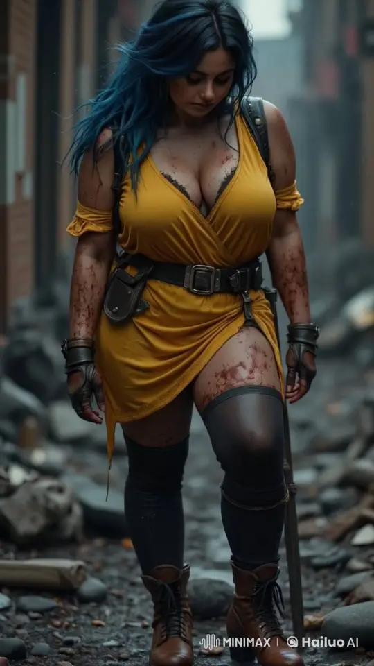 Confident Woman in Post-Apocalyptic Alley – AI Generated Video | Hailuo AI
