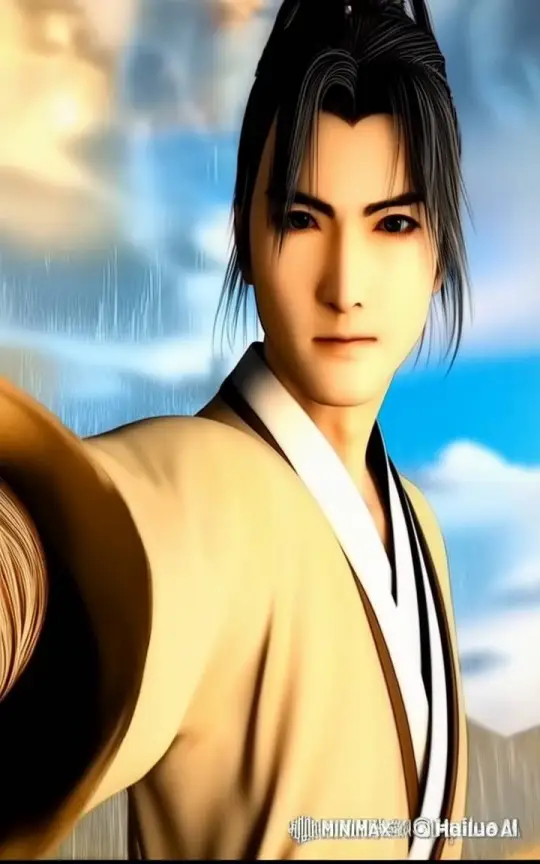 Character in Traditional Robe Flees Through Dynamic Sky – AI Generated Video | Hailuo AI