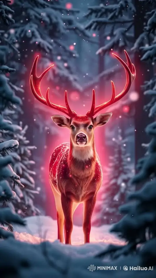 Stunning Slow-Motion Drone Footage of a Deer in a Snowy Forest – AI Generated Video | Hailuo AI