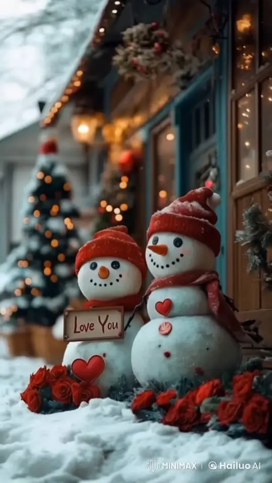 Cozy Winter Scene with Animated Swaying Snowmen – AI Generated Video | Hailuo AI