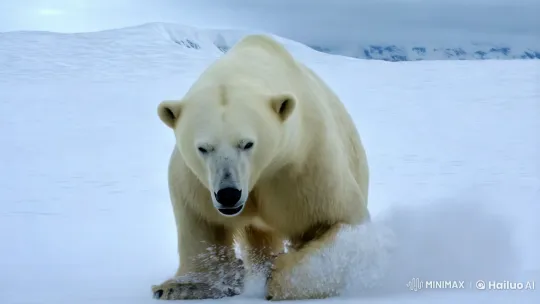 Polar Bear with Intricate Tattoo in Snowy Arctic – AI Generated Video | Hailuo AI