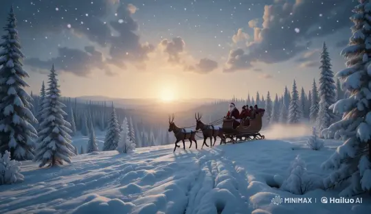 Santa's Majestic 8K Descent Through a Snowy Forest – AI Generated Video | Hailuo AI