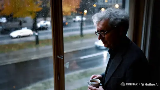 Contemplative Man Reflects in Autumn Evening's Glow – AI Generated Video | Hailuo AI
