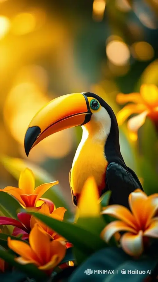 Vibrant Toucan in 4K Live2D with Dynamic Drone Perspective – AI Generated Video | Hailuo AI