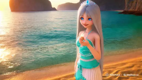 Furina Enjoys a Tranquil Beach in Genshin Impact – AI Generated Video | Hailuo AI