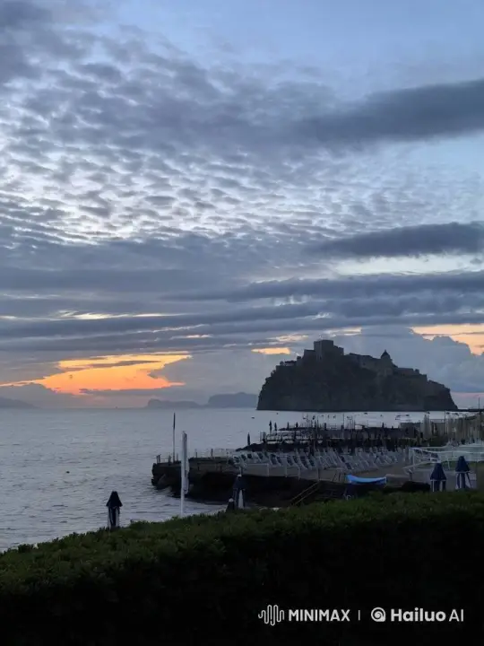 Santa Flies Over Seaside Castle at Twilight – AI Generated Video | Hailuo AI