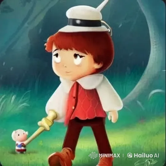 Sad Boy and Tiny Companion Walk Through Stormy Forest – AI Generated Video | Hailuo AI