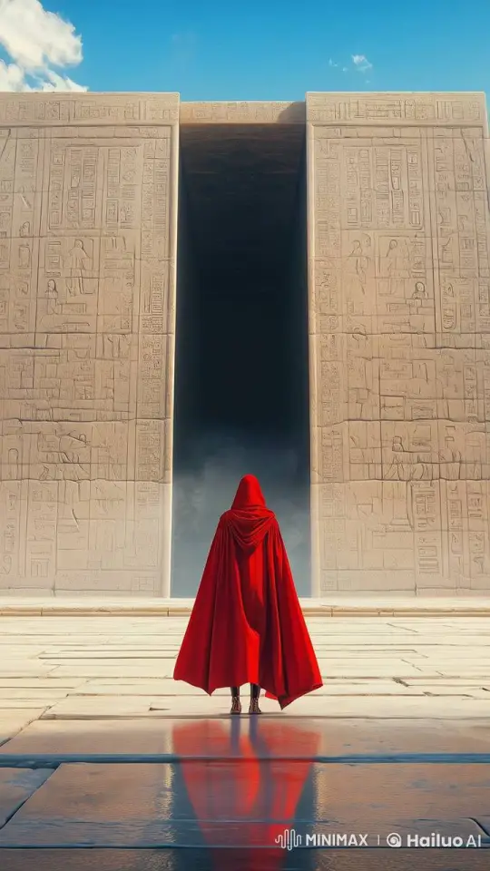 Mysterious Figure Confronts Ancient Gate in Live2D Animation – AI Generated Video | Hailuo AI