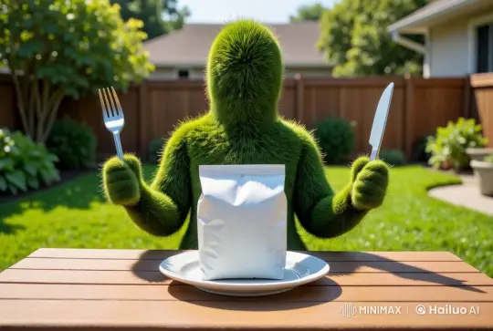 Grassman Awaited Dinner in Suburban Backyard – AI Generated Video | Hailuo AI