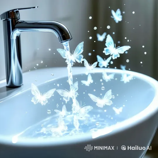 Magical Butterflies Emerge from a Sink's Faucet – AI Generated Video | Hailuo AI