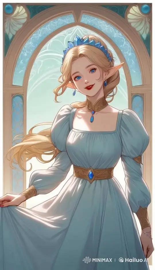 Elegant Elf by Arched Window in Serene Scene – AI Generated Video | Hailuo AI