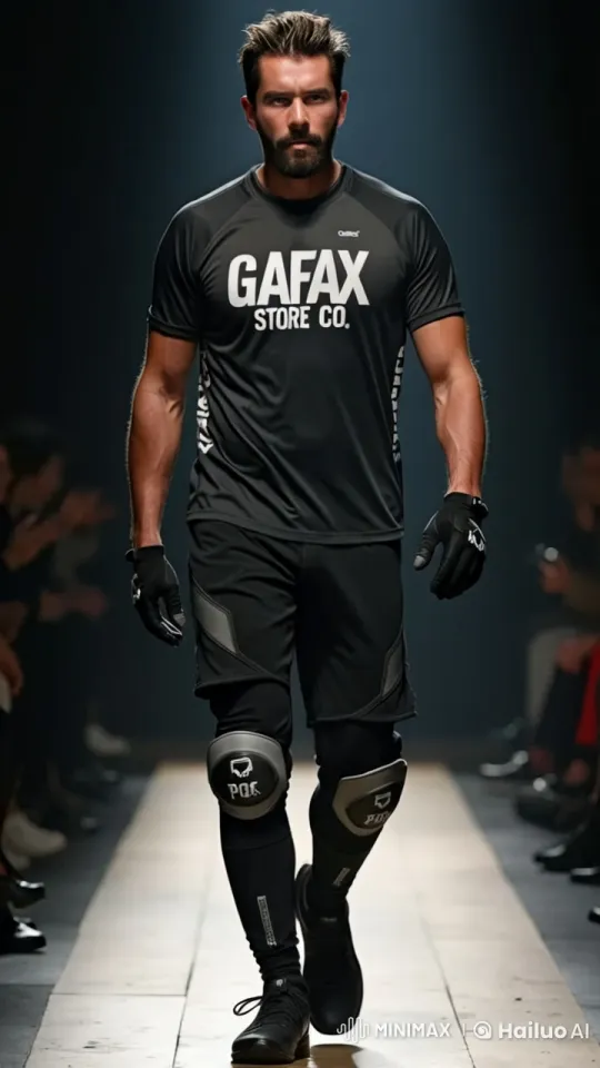 Confident Model Showcases Sportswear at GAFAX Store Fashion Show – AI Generated Video | Hailuo AI