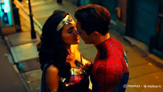 Romantic Encounter: Wonder Woman and Peter Parker in Slow Motion – AI Generated Video | Hailuo AI