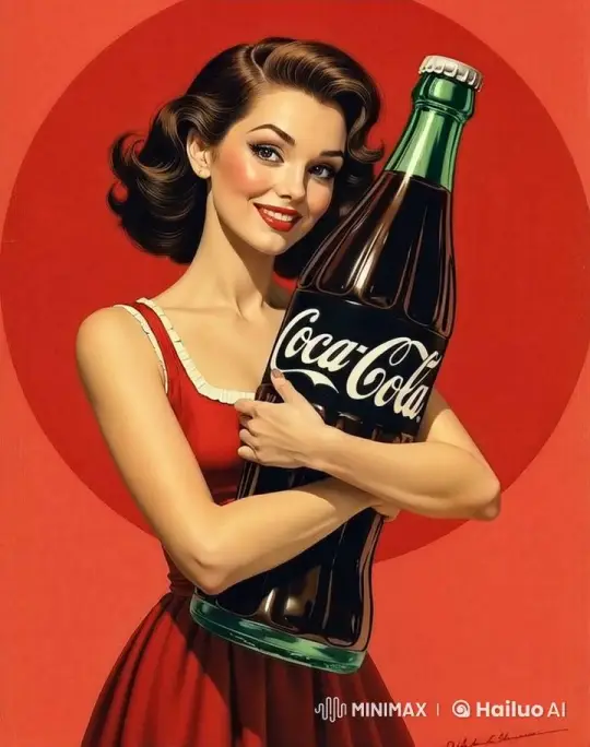 Model Showcases Coca-Cola with Vintage Charm – AI Generated Video | Hailuo AI