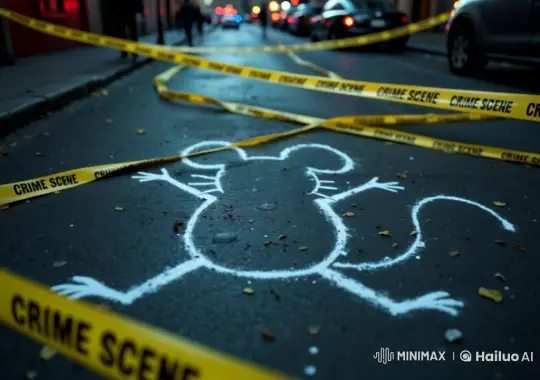 Cartoon Mouse Homicide Scene Mockup – AI Generated Video | Hailuo AI