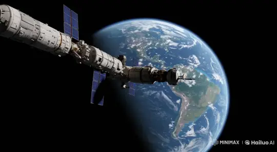 Live2D Space Station Glides Past Rotating Earth – AI Generated Video | Hailuo AI