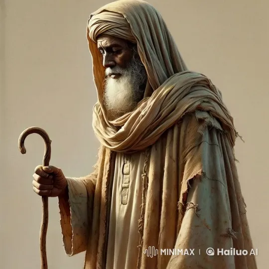 Elderly Man in Contemplation with Curved Staff – AI Generated Video | Hailuo AI