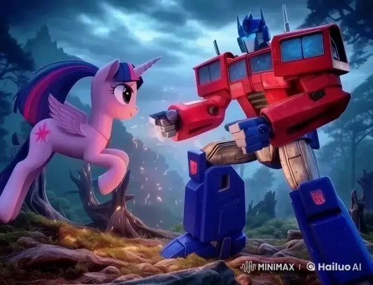 Twilight Sparkle vs. Optimus Prime in a Mystical Forest Duel – AI Generated Video | Hailuo AI