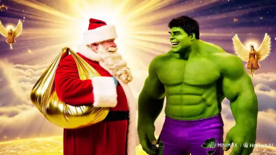 Santa and Hulk Share a Festive, Celestial Bond – AI Generated Video | Hailuo AI